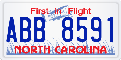 NC license plate ABB8591