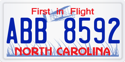NC license plate ABB8592