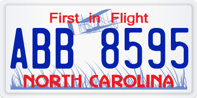 NC license plate ABB8595
