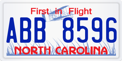 NC license plate ABB8596