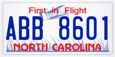 NC license plate ABB8601