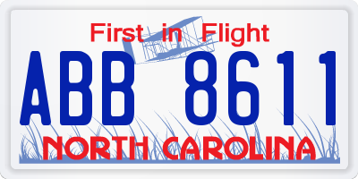 NC license plate ABB8611