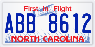 NC license plate ABB8612