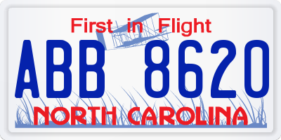 NC license plate ABB8620