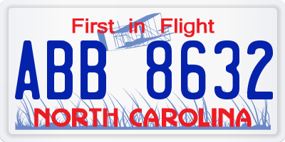 NC license plate ABB8632