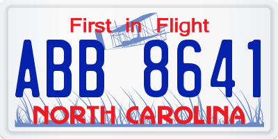 NC license plate ABB8641
