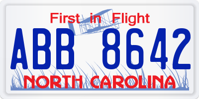 NC license plate ABB8642