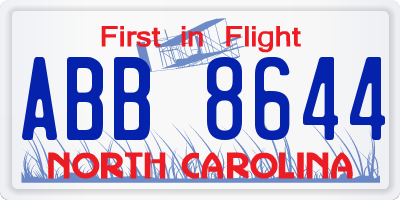 NC license plate ABB8644