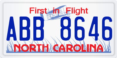 NC license plate ABB8646