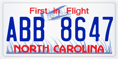 NC license plate ABB8647