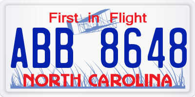 NC license plate ABB8648