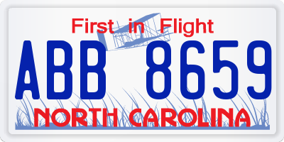 NC license plate ABB8659