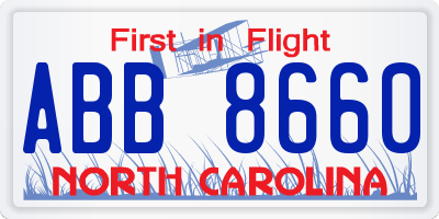 NC license plate ABB8660