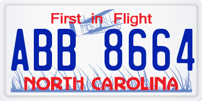 NC license plate ABB8664