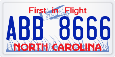NC license plate ABB8666