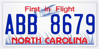NC license plate ABB8679
