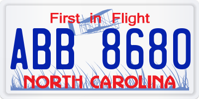 NC license plate ABB8680