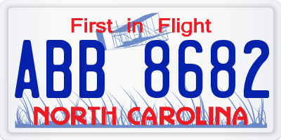 NC license plate ABB8682