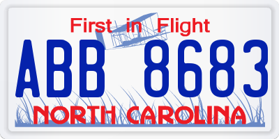 NC license plate ABB8683