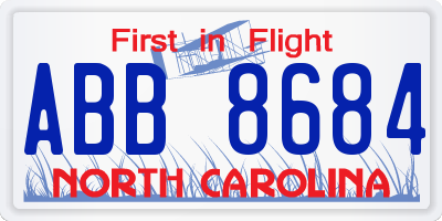NC license plate ABB8684