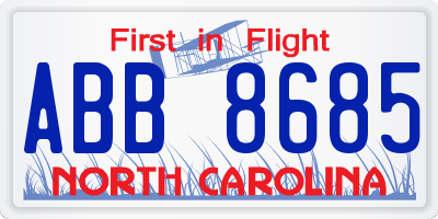 NC license plate ABB8685
