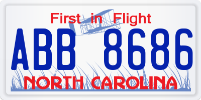 NC license plate ABB8686