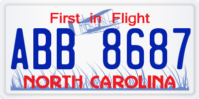 NC license plate ABB8687