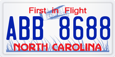 NC license plate ABB8688