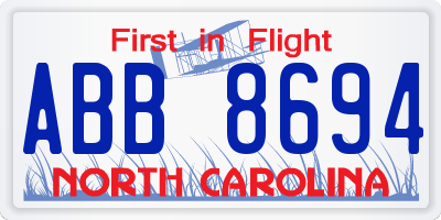 NC license plate ABB8694