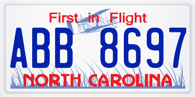 NC license plate ABB8697