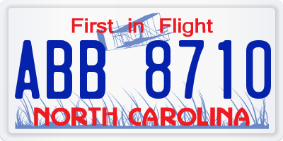 NC license plate ABB8710