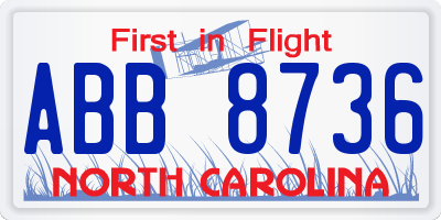 NC license plate ABB8736