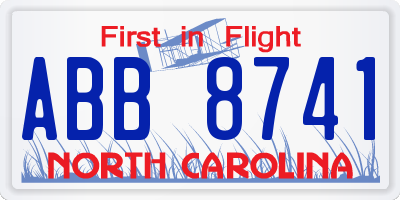 NC license plate ABB8741