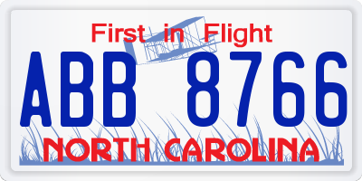 NC license plate ABB8766