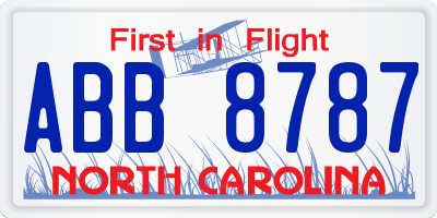 NC license plate ABB8787