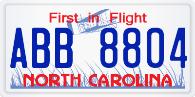NC license plate ABB8804