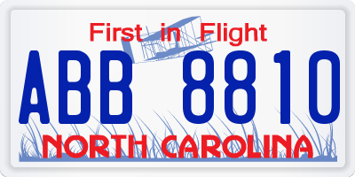 NC license plate ABB8810