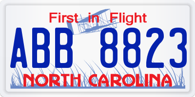NC license plate ABB8823