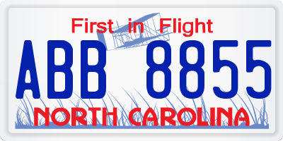 NC license plate ABB8855