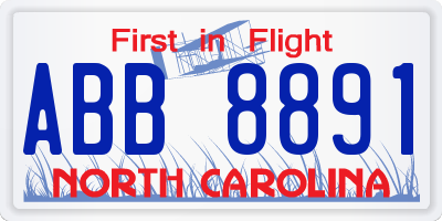 NC license plate ABB8891