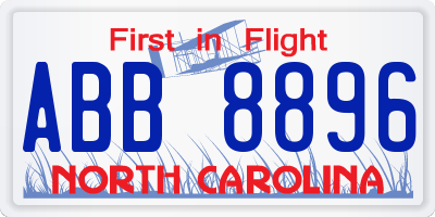 NC license plate ABB8896