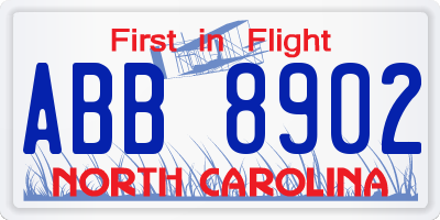 NC license plate ABB8902