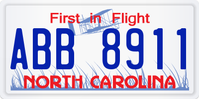 NC license plate ABB8911