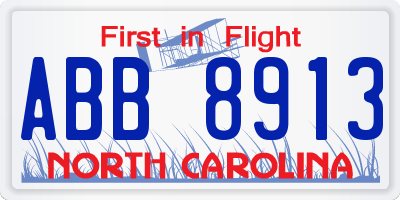 NC license plate ABB8913