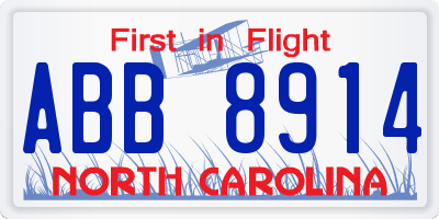 NC license plate ABB8914