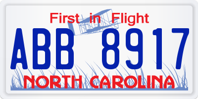 NC license plate ABB8917