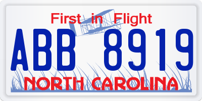 NC license plate ABB8919