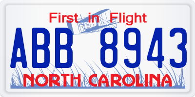 NC license plate ABB8943