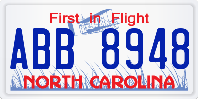NC license plate ABB8948