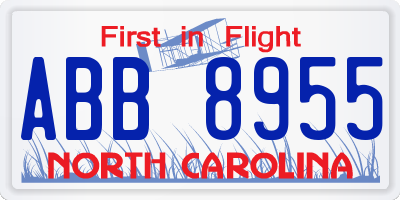 NC license plate ABB8955